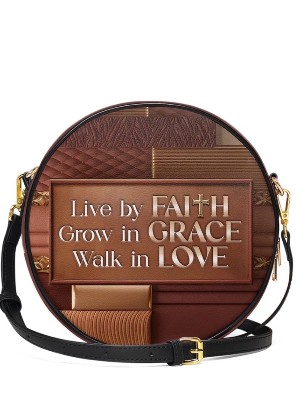 Afroyla “Eliora” Faith & Grace Round Crossbody Bag in Brown